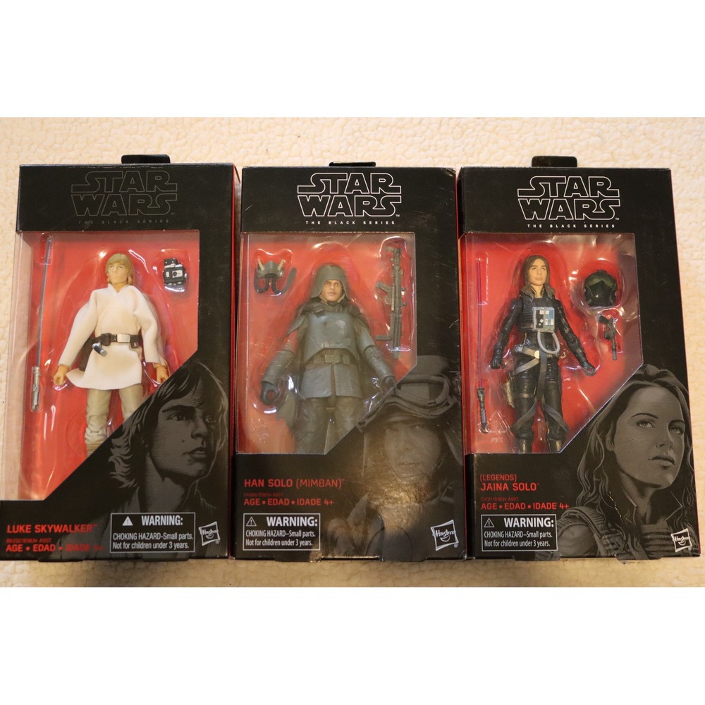Star Wars Black Series Lot Luke Skywalker Han Solo Mimban Jaina Solo Figures 6"